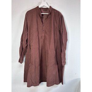CP Shades Jasmine Tunic Top Long Sleeve Womens Large Brown 703-76 Pockets NWOT